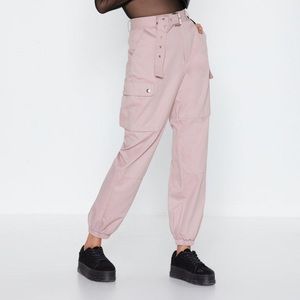 New Nasty Gal Pink Belted Cargo Pants